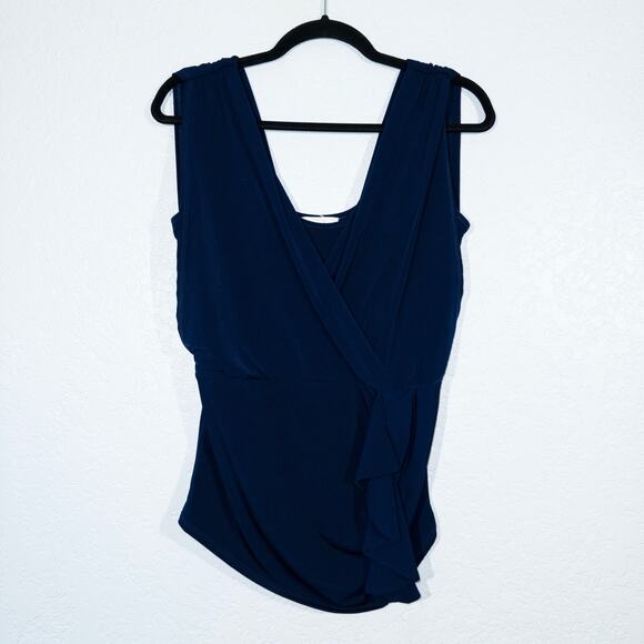Laundry By‎ Shelli Segal Navy Blue Ruffle Tank Top Size Small - Picture 1 of 5